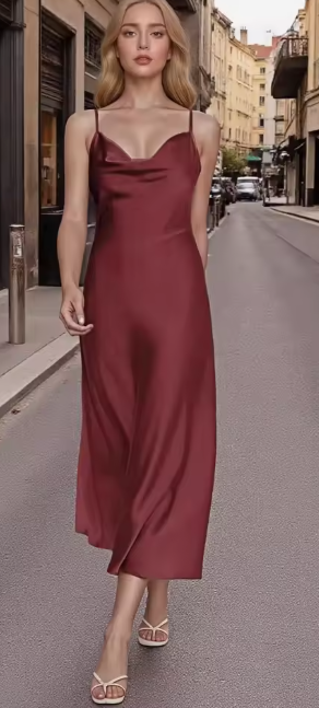 Vestido largo sexy francés con tirantes