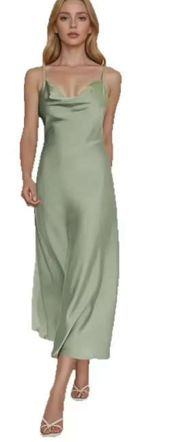 Vestido largo sexy francés con tirantes