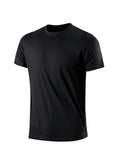 Quick-drying Men Running Shirts Fitness Compression Gym Polyester Sports T-shirt Black 2023 Workout Training Muscle Fit Clothing