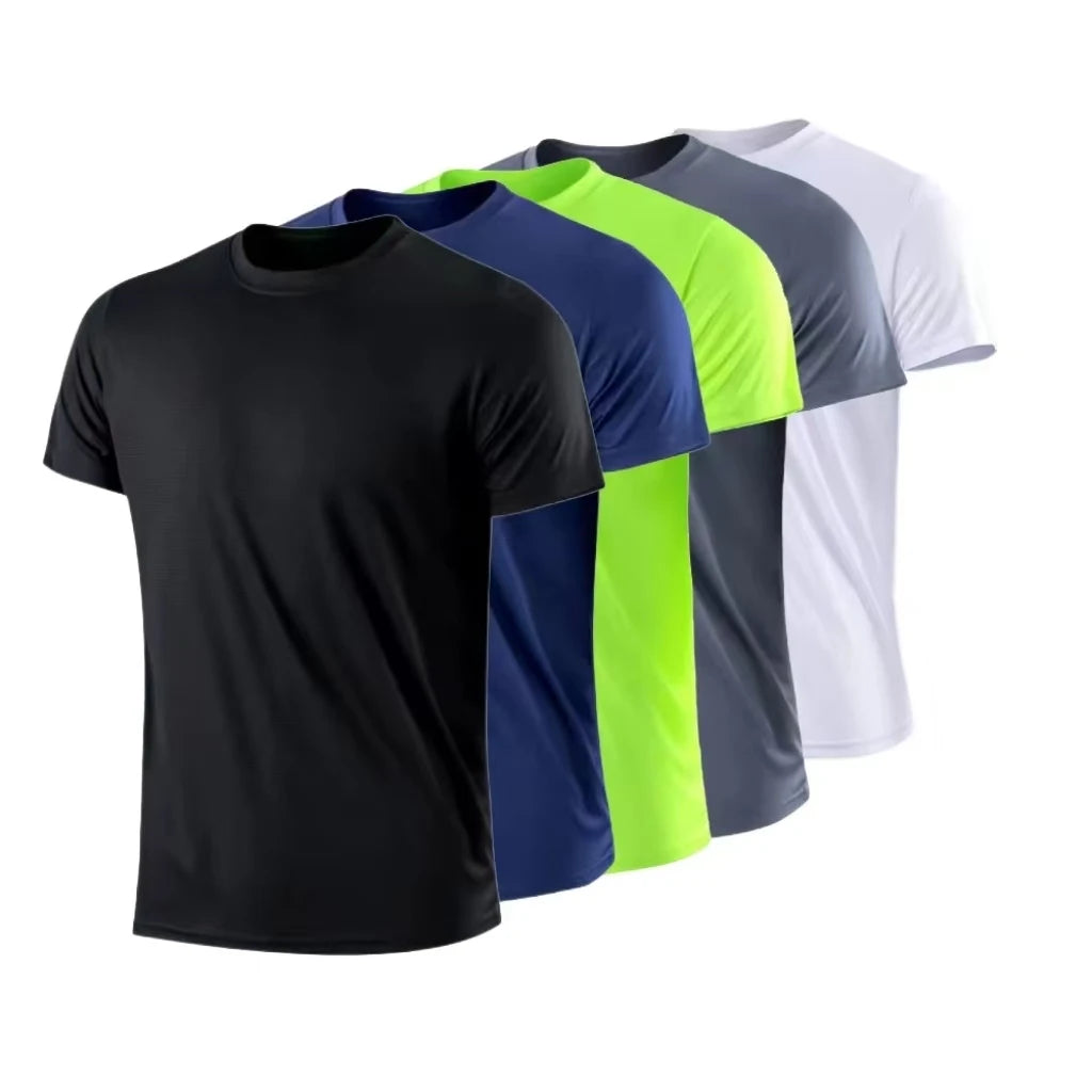 Quick-drying Men Running Shirts Fitness Compression Gym Polyester Sports T-shirt Black 2023 Workout Training Muscle Fit Clothing