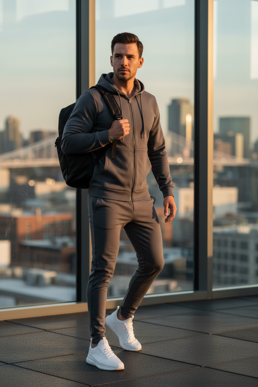 Chándal coordinado gris lifestyle urbano hombre