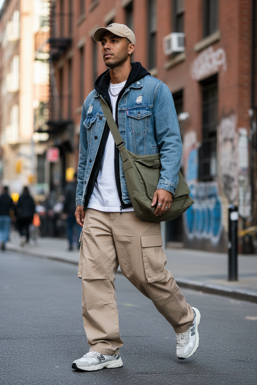 Pantalón cargo beige lifestyle urbano hombre