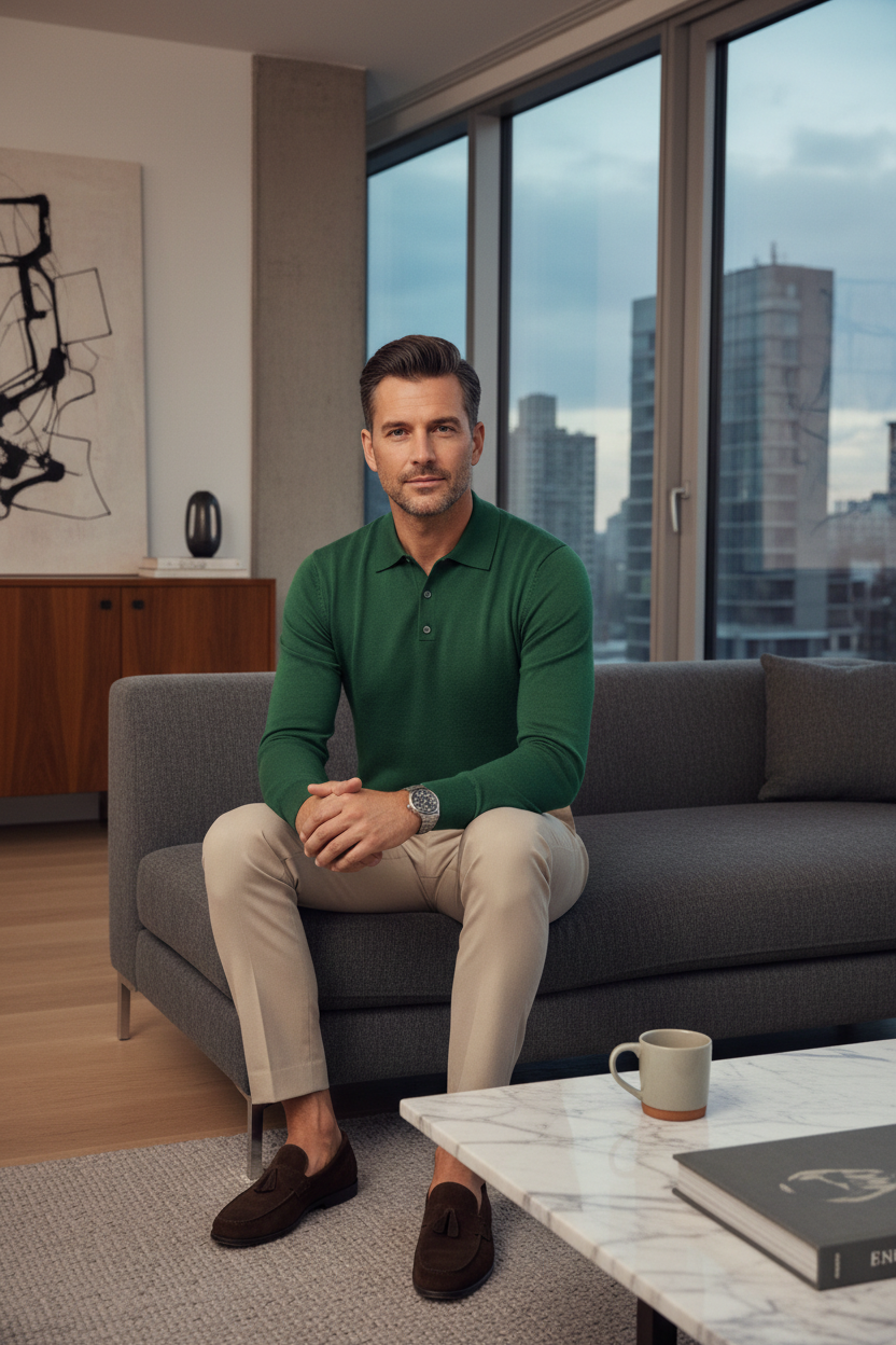 Polo piqué verde botella lifestyle hombre