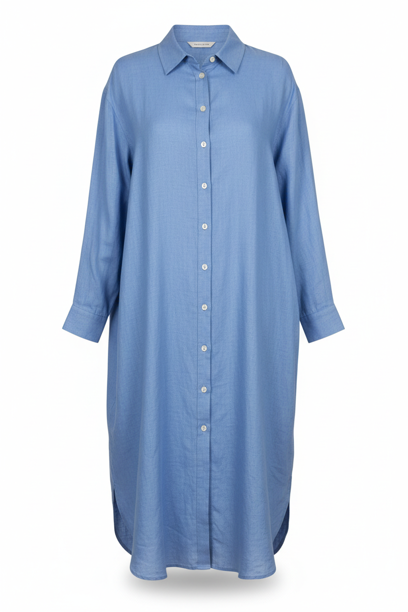 Vestido camisero lino azul cielo