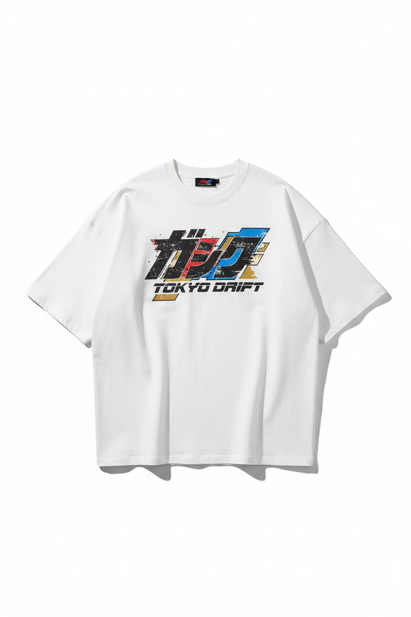 Camiseta oversize graphic tee blanca hombre
