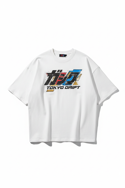 Camiseta oversize graphic tee blanca hombre