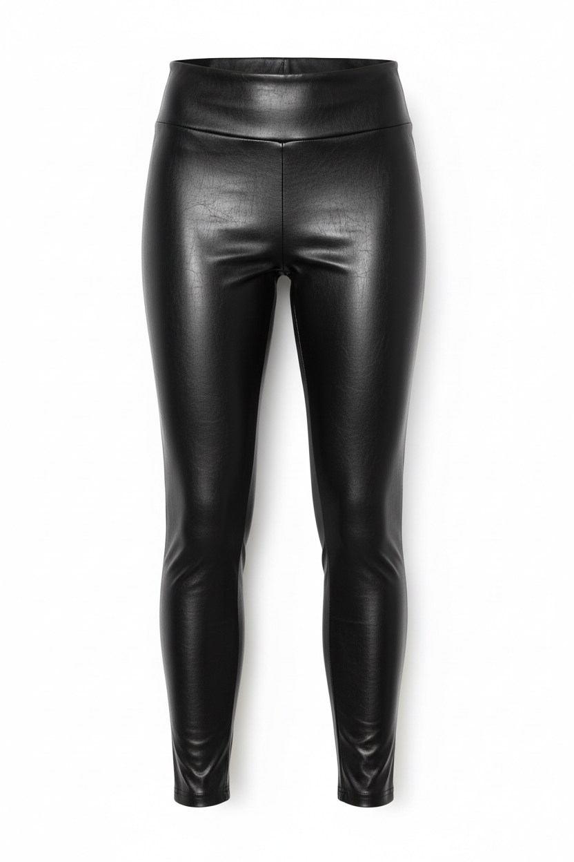 Leggings efecto cuero negro push-up mujer
