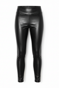 Leggings efecto cuero negro push-up mujer
