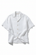 Camisa lino blanca manga corta hombre