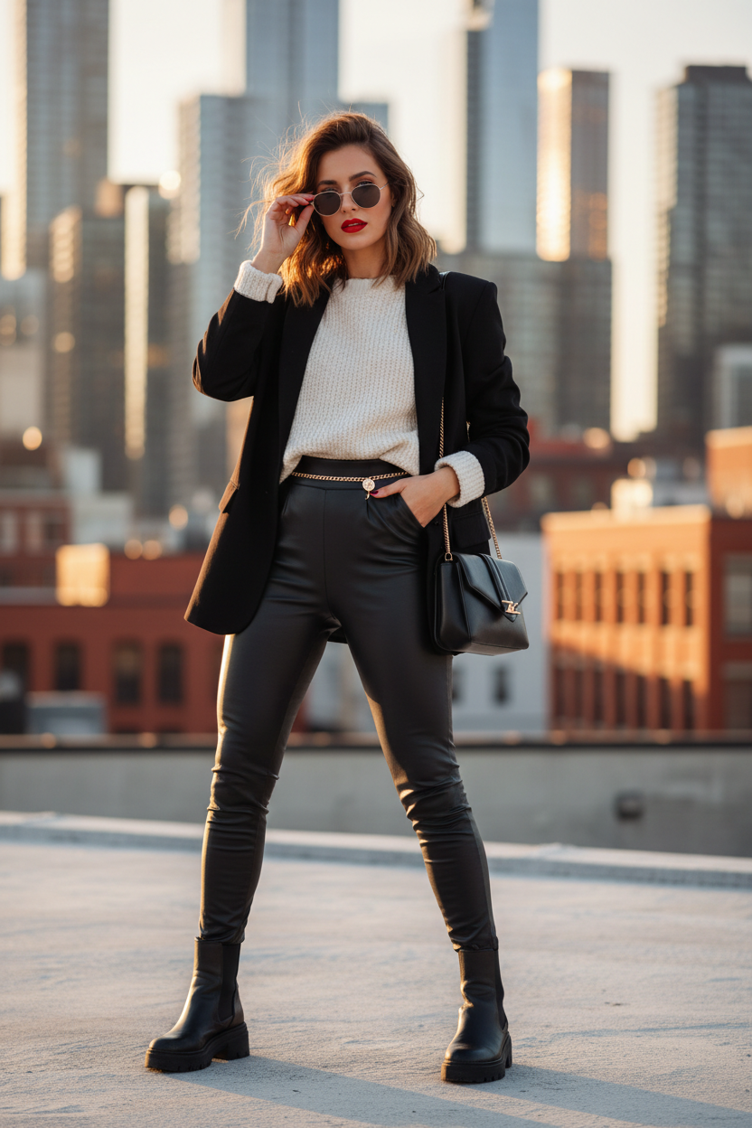 Leggings efecto cuero lifestyle urbano mujer
