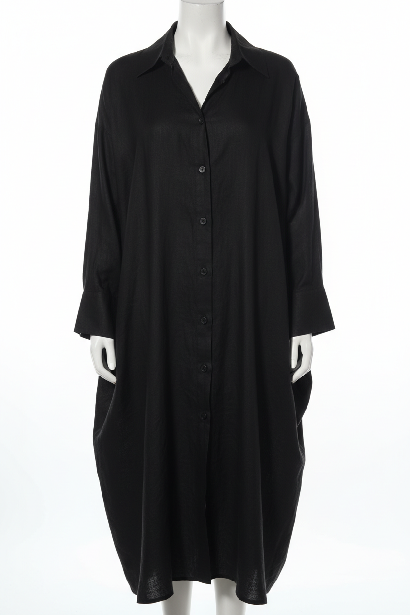 Vestido camisero lino negro