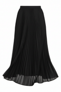 Falda midi plisada negra mujer