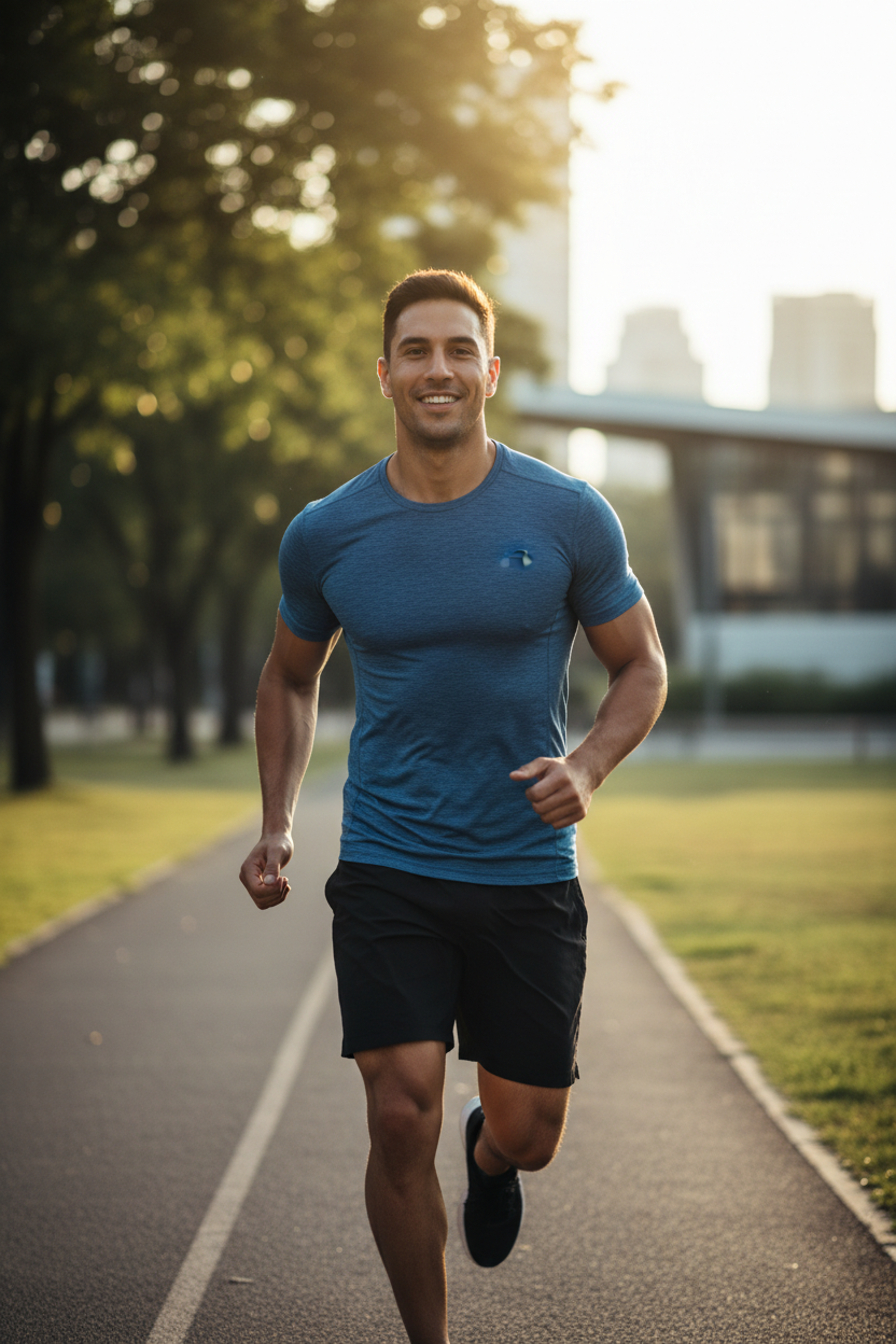 Camiseta técnica running azul lifestyle deporte hombre