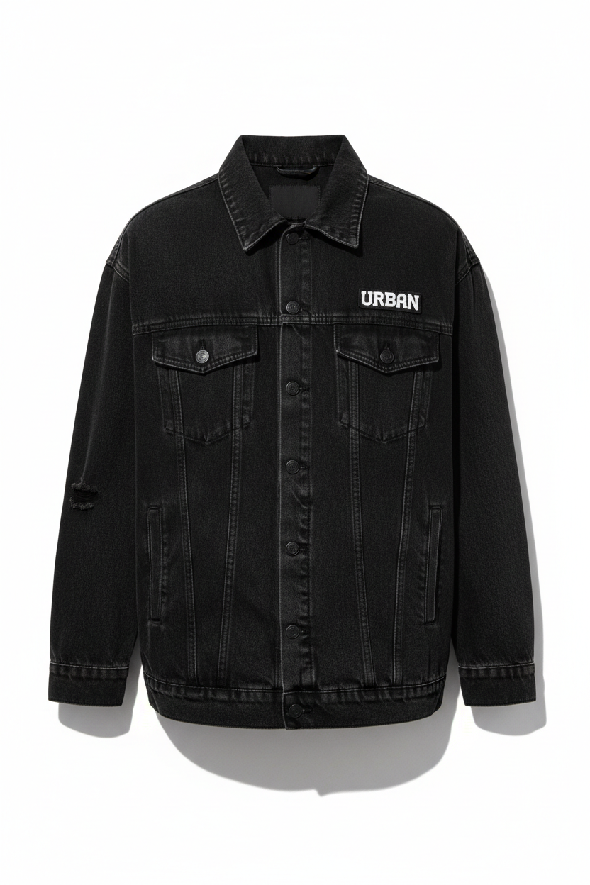 Chaqueta vaquera oversize negra hombre