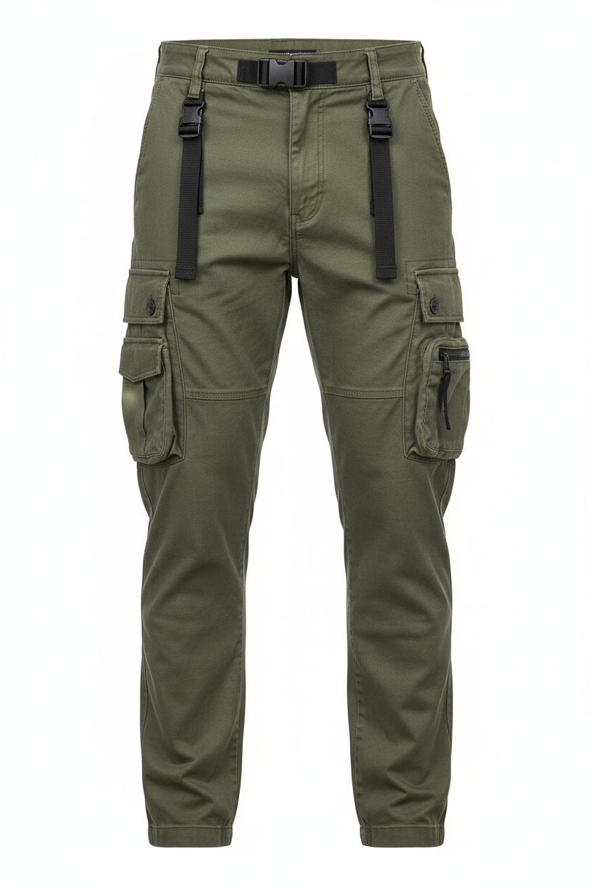 Pantalón cargo verde militar hombre
