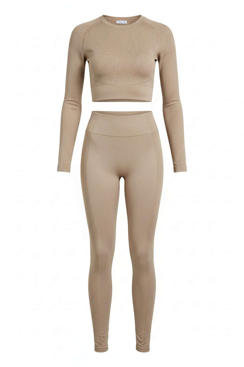 Conjunto seamless beige mujer yoga